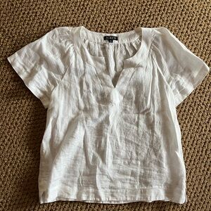 New J.Crew White Linen Top Sz M